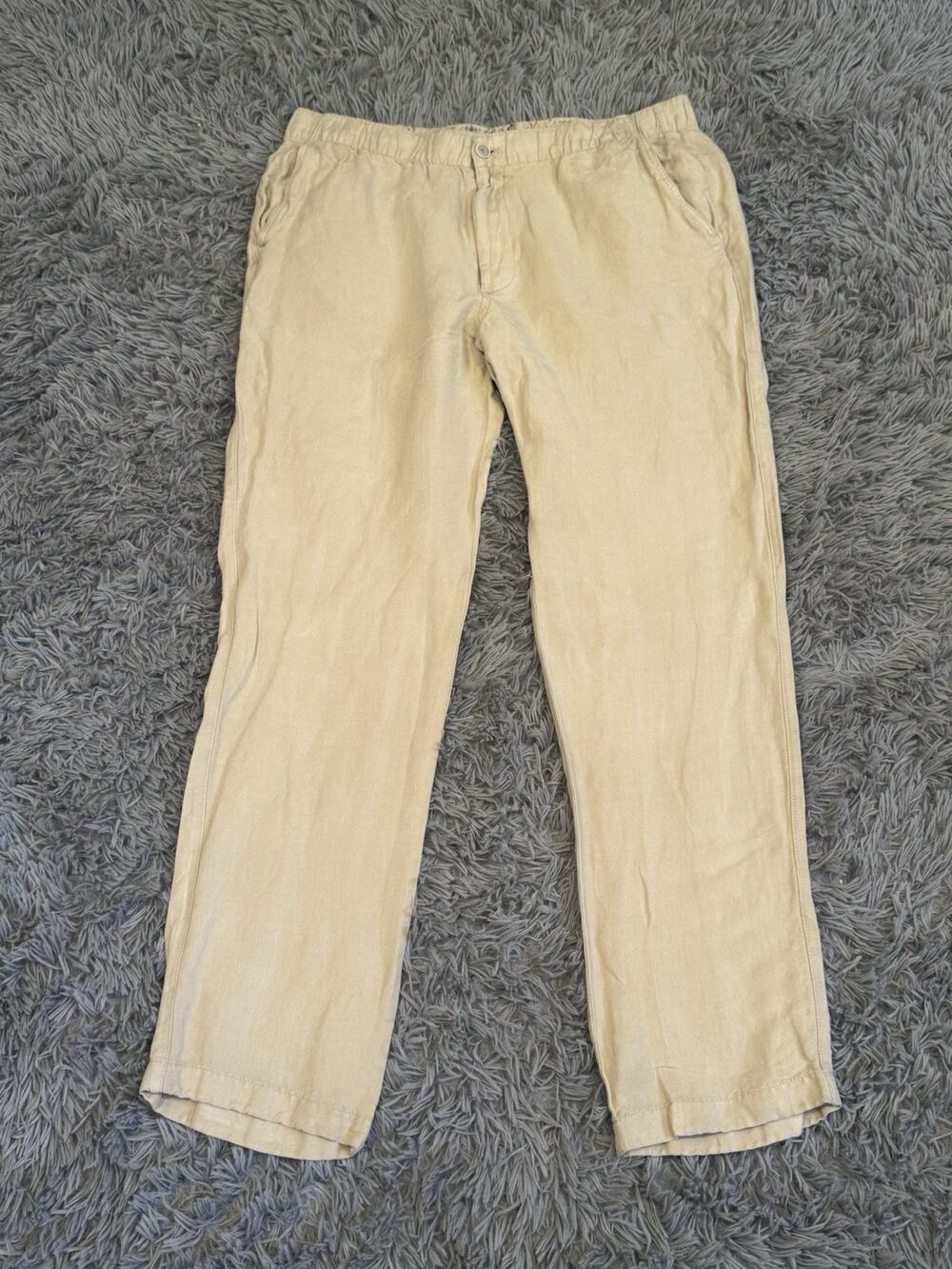 Tommy Bahaman Khaki Pants Mens XL Linen Viscose Straight Leg Vacation Resort